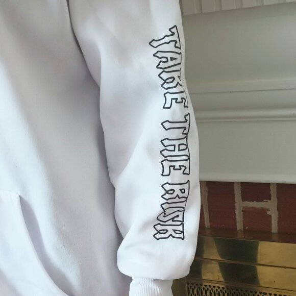 Orange Kiss Women's White Hoodie M Take the Risk with Red Heart - Picture 4 of 10